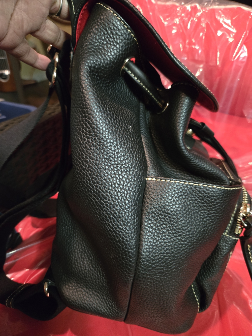 Dooney & Bourke Black Pebbled Leather Drawstring Backpack. Like New!🌻 - Picture 11 of 12